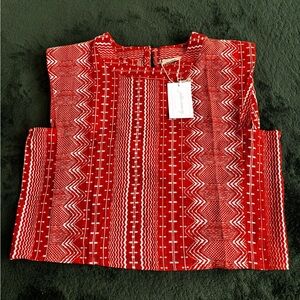 Julia Amory NWT Large Slim Cotton Top in Rust Zig Zag Burnt Orange